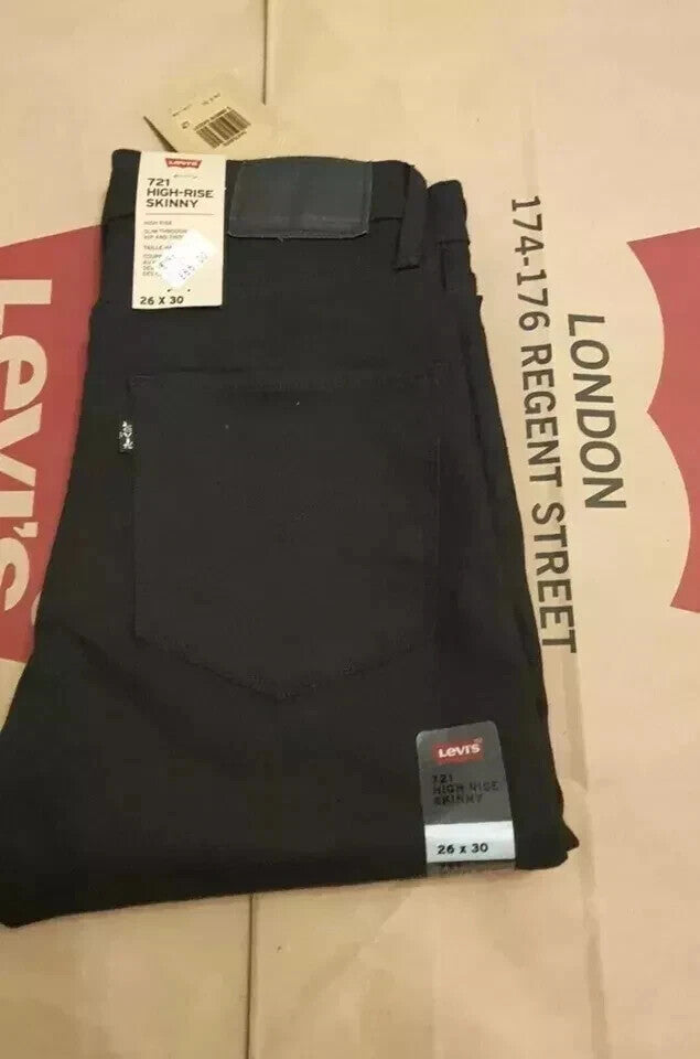 Levi's 244750056 Women's 721 Skinny Black Denim Jeans Pants (Size W26", W27")