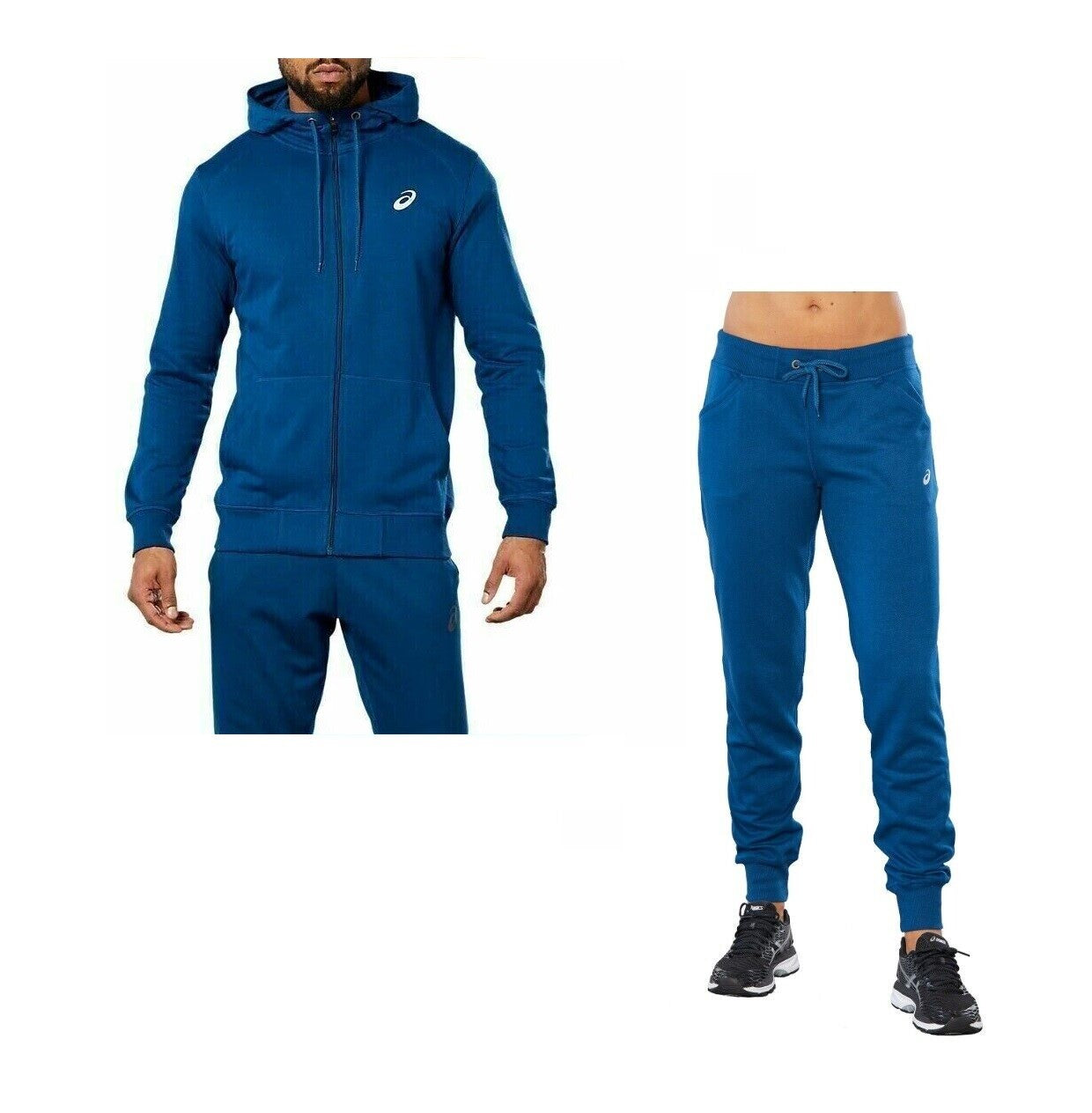 Asics Men's Sports Knit Hood Poseidon Hoodie Trouser Set Tracksuit Blue (Size L)