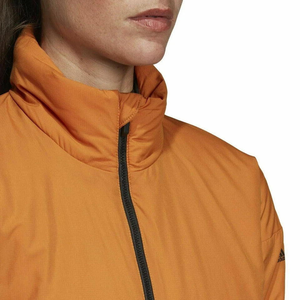 Adidas DZ0794 Women's Performance Winter Jacket Orange Top Zipper Gym (Size S,L)