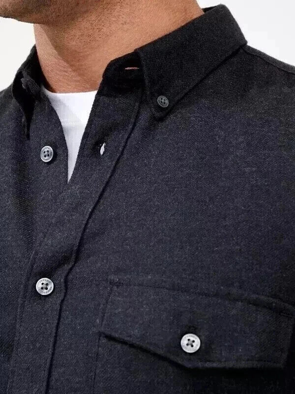 French connection Jersey Shirting Flannel 2 Pocket Long Sleeve Shirt (Size M)