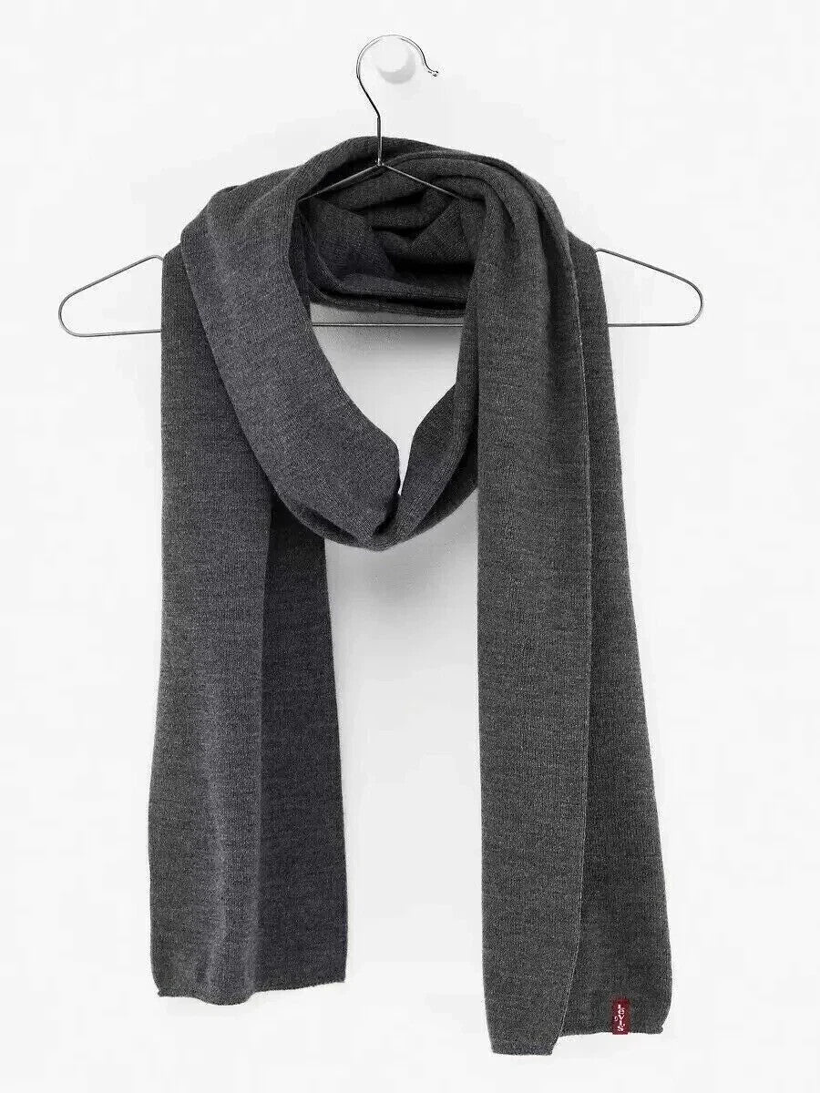 Levi's Men's Scarf Winter Warm Soft Fringe Long Shawl Wrap Grey Unisex Scarf
