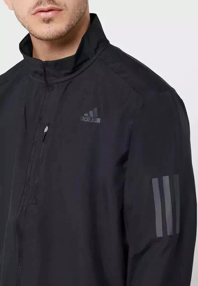 Adidas DQ2537 Men's Own The Run Jacket Windbreaker Black Gym Yoga (Size Small)