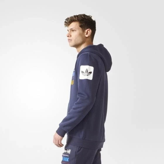Adidas Original BS2150 Men's jacket Graph Blue Winter Hoodie (Size XS) Low price