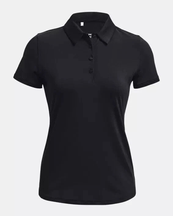 Under Armour Women's Tennis Golf Running Gym Polo Shirt Black 4 WAY STRETCH (M)