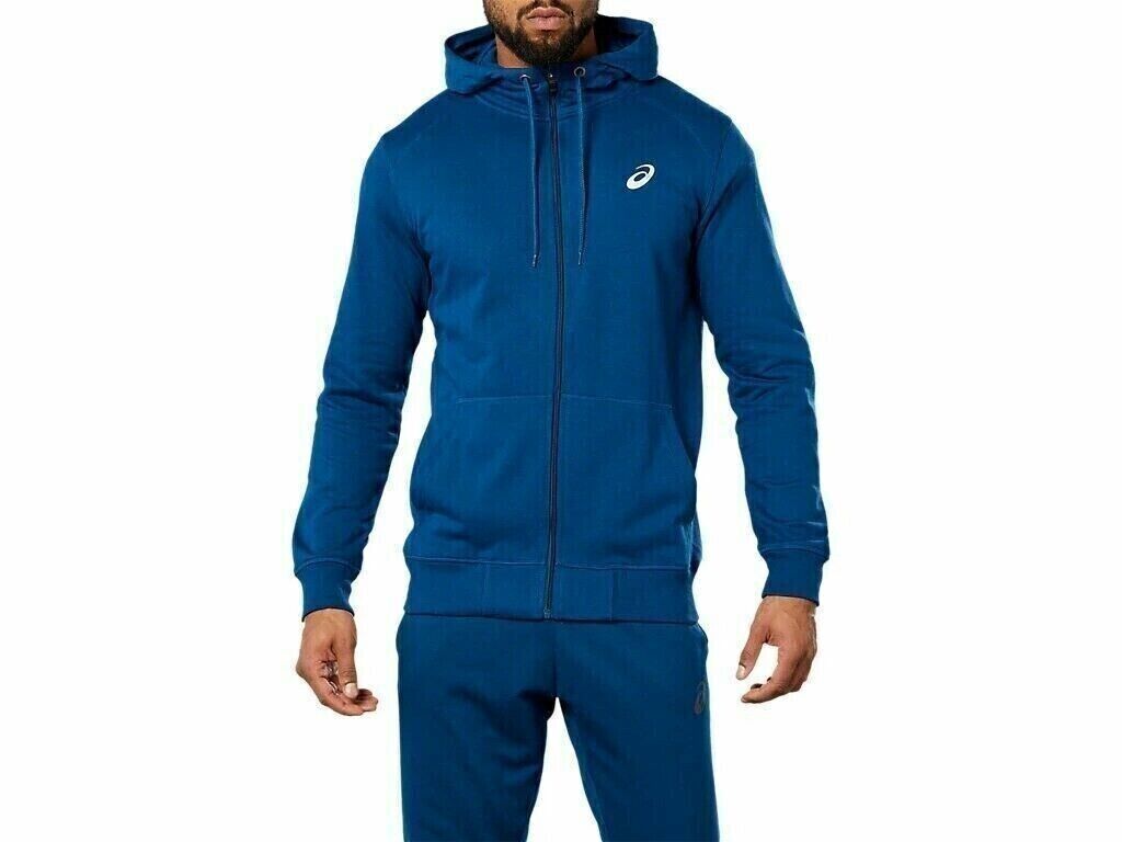 Asics Men's Sports Knit Hood Poseidon Hoodie Trouser Set Tracksuit Blue (Size L)