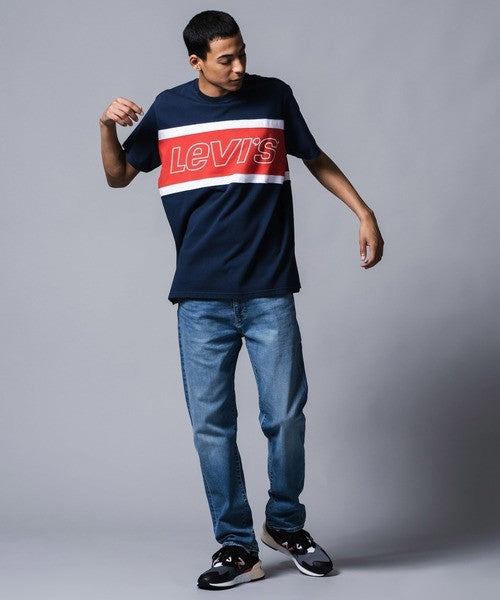 Levi's Men's Retro 90S Colour Block T-Shirt Navy Top Summer Shirt (Size S, M, L)