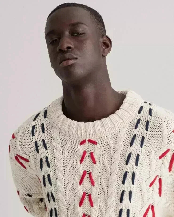 Gant Mens Textured Winter Warm Knit Crew Neck Sweater Jumper (Size 2XL) RRP £190