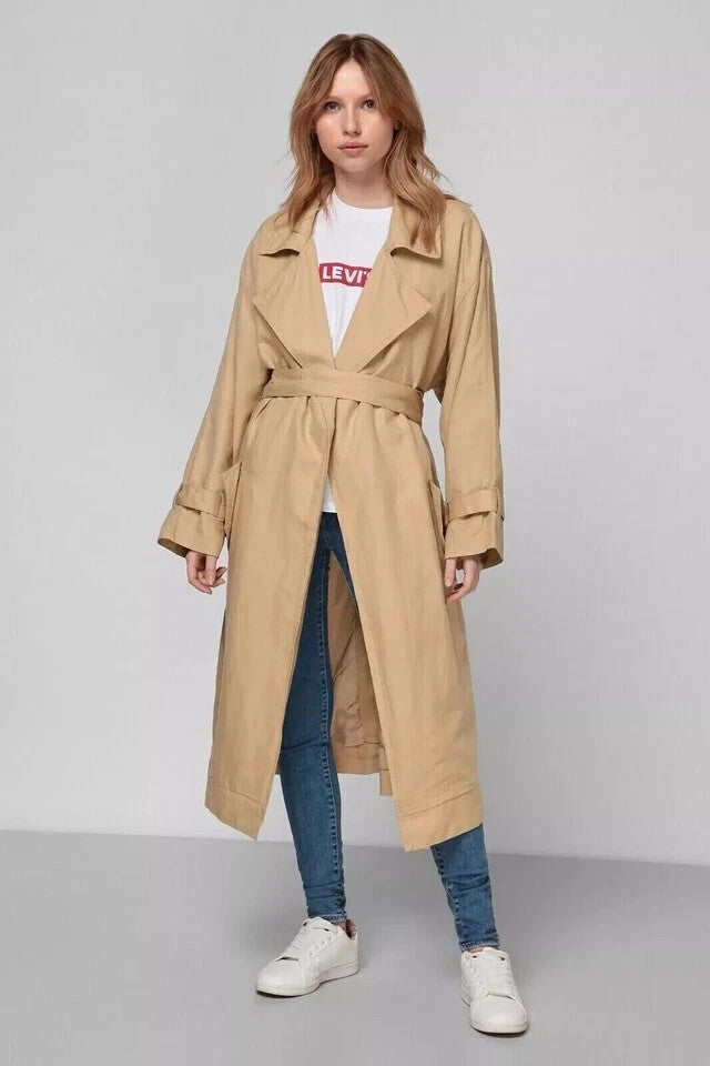 Levi's Premium Coat 24590-0002 Women's beige trench Long Coat RRP £159 (Size L)
