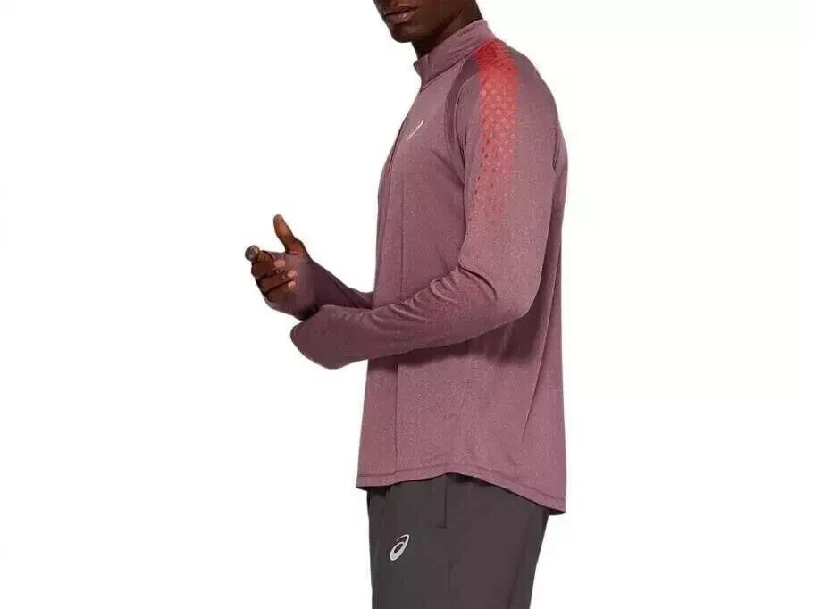 Asics 2011A716-500 Men 1/2 Zip Top Heather Sweatshirt Purple LS Shirt (Size 2XL)