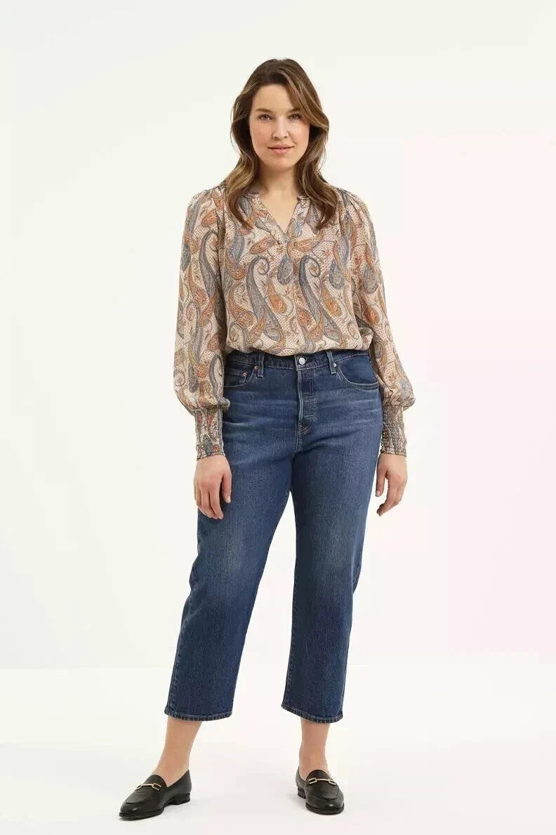 Levi's Plus 501 Cropped High Waist Mom Jeans Denim Jeans Blue (Plus Size 22, 24)