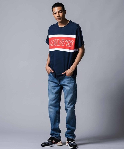 Levi's Men's Retro 90S Colour Block T-Shirt Navy Top Summer Shirt (Size S, M, L)