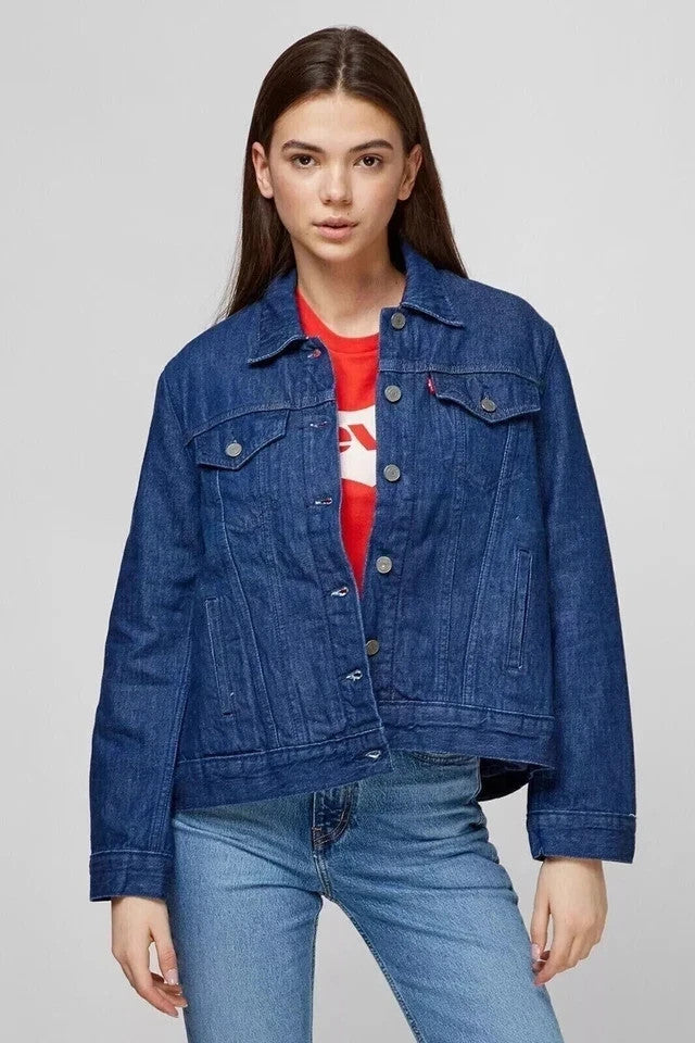 Levi's Premium A10560000 Womens Denim Jeans Trucker Winter Jacket Size S, M