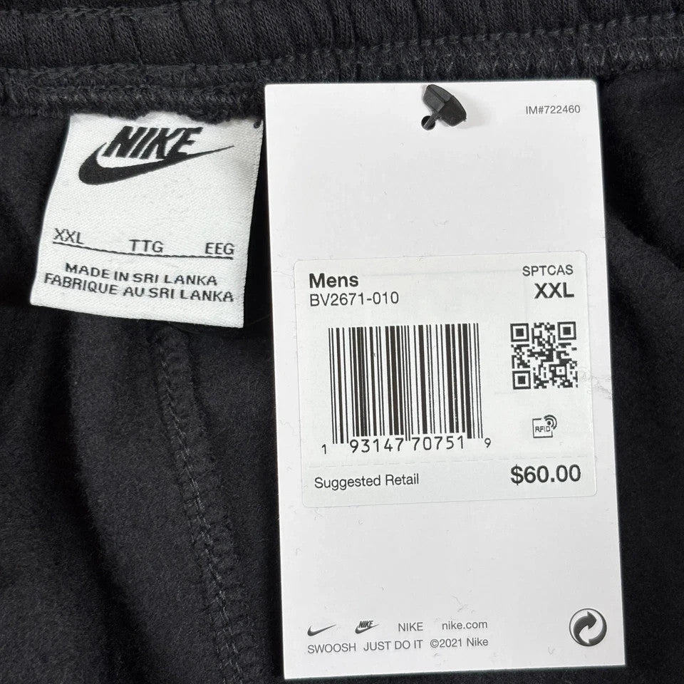Nike Sportswear Club Fleece Joggers Men's XXL Black Sweatpants Pants BV2671-010
