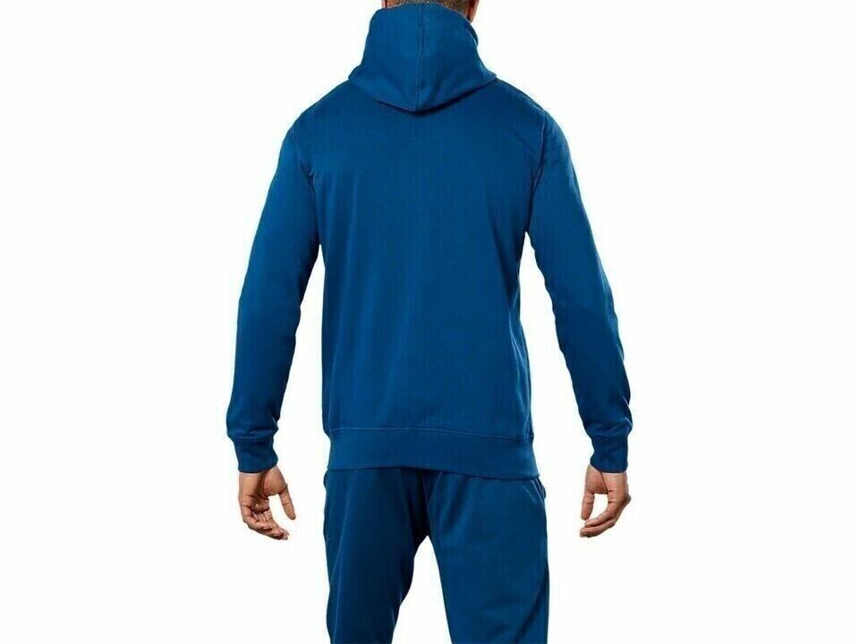 Asics Men's Sports Knit Hood Poseidon Hoodie Trouser Set Tracksuit Blue (Size L)