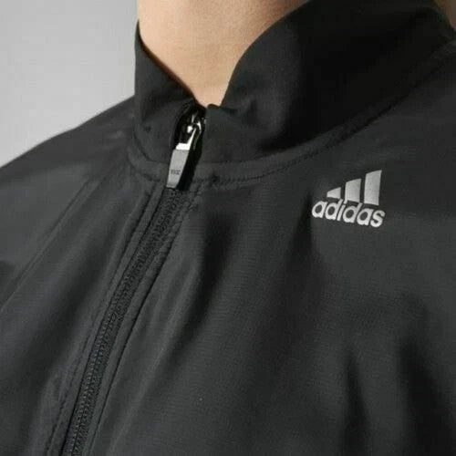 ADIDAS AA5639 Women's Response Windbreaker Jacket Black Top Zipper Gym (Size M)