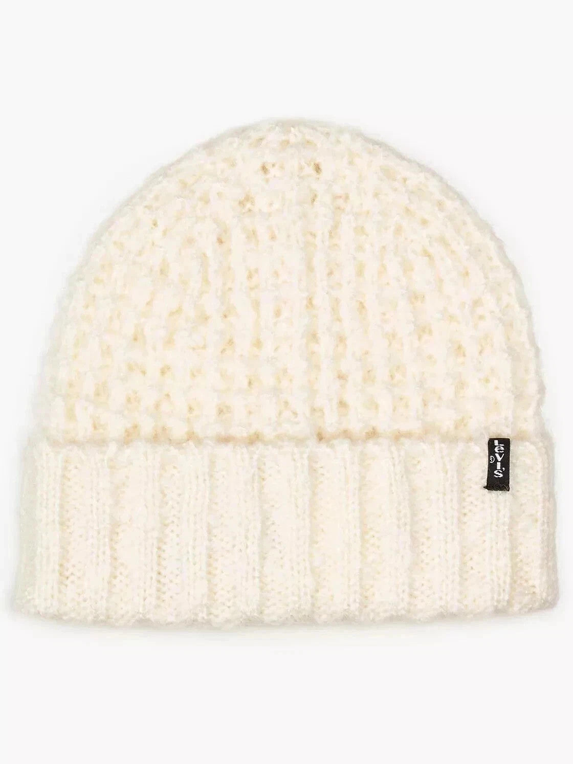 Levi's D78290003 Women's FUZZY BEANIE Wool Cap Hat Off-White Beanie One Size