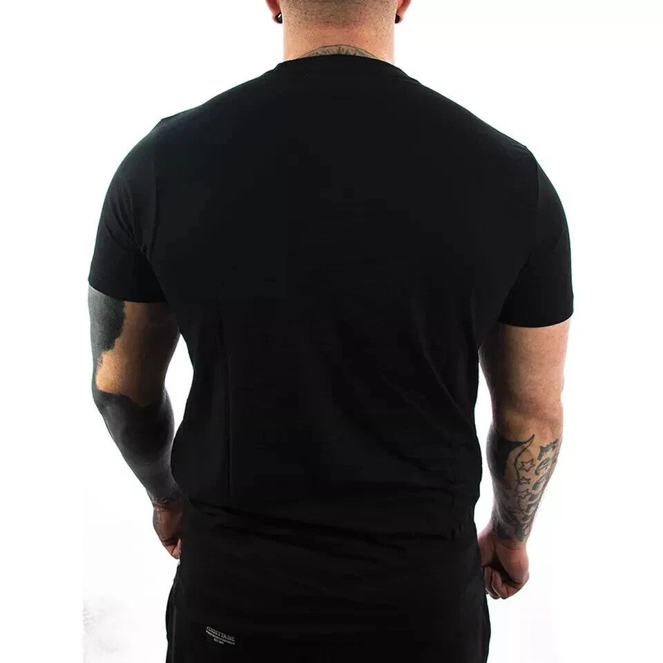 STARTER Men's Palmer T-Shirt Short Sleeve Black Regular Shirt Top Gym (Medium)