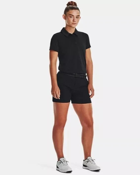 Under Armour Women's Tennis Golf Running Gym Polo Shirt Black 4 WAY STRETCH (M)