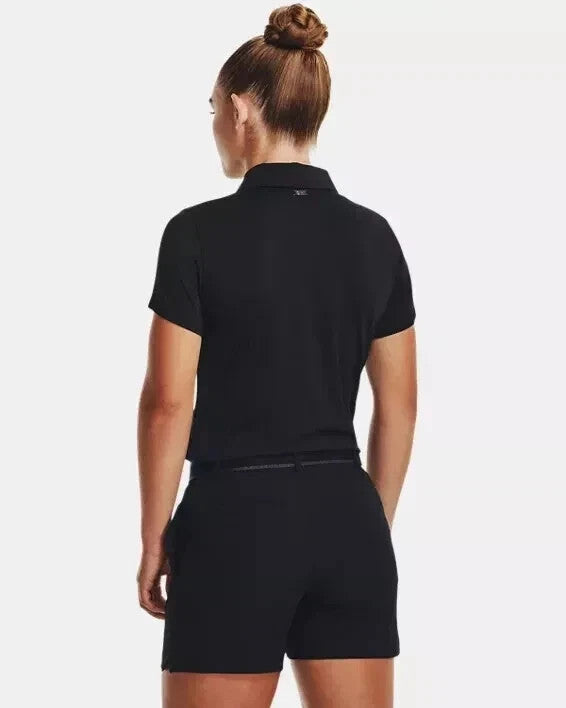 Under Armour Women's Tennis Golf Running Gym Polo Shirt Black 4 WAY STRETCH (M)