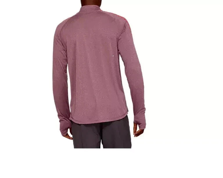 Asics 2011A716-500 Men 1/2 Zip Top Heather Sweatshirt Purple LS Shirt (Size 2XL)