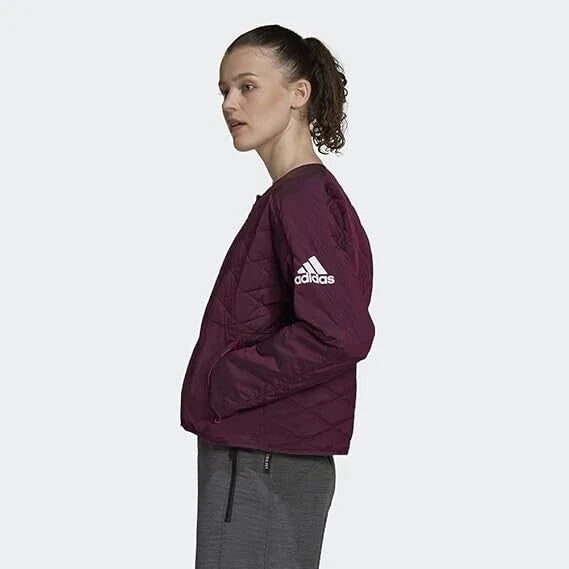 Adidas Womens Ladies Quilted Padded Purple Zipper Jacket (Plus Size 1X 2X 3X 4X)