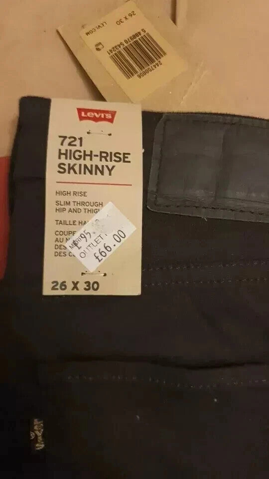 Levi's 244750056 Women's 721 Skinny Black Denim Jeans Pants (Size W26", W27")