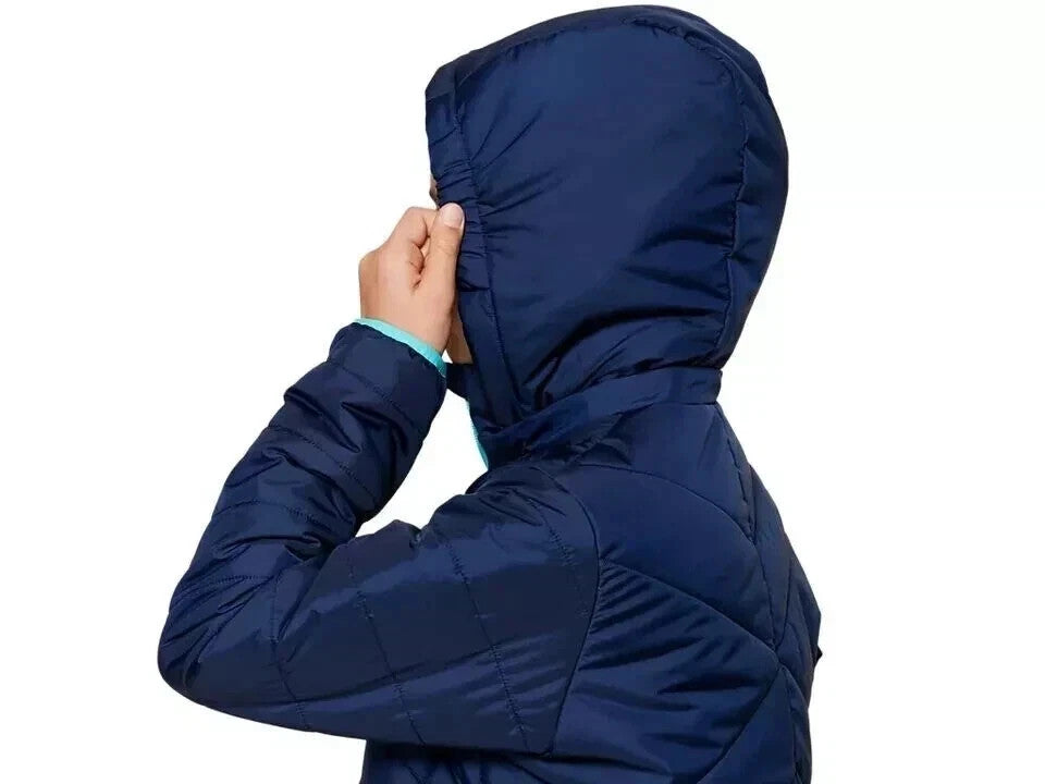 Asics 2034A077-400 Kids Insulated Jacket Blue Hooded Windbreaker (Size M, L, XL)