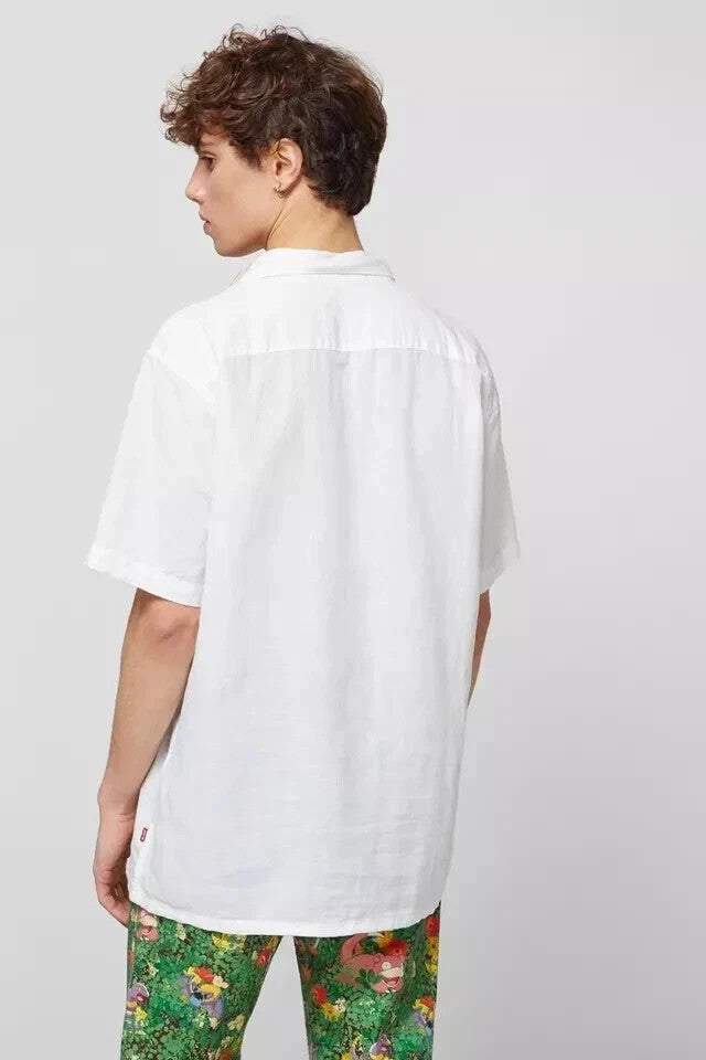 Levi's 72625-0010 Cubano short sleeve revere collar shirt in white (Size Small)