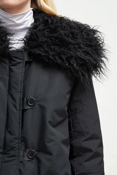FRENCH CONNECTION Women's Marlow Utility Faux Fur Parka Coat Black Jacket SIZE S
