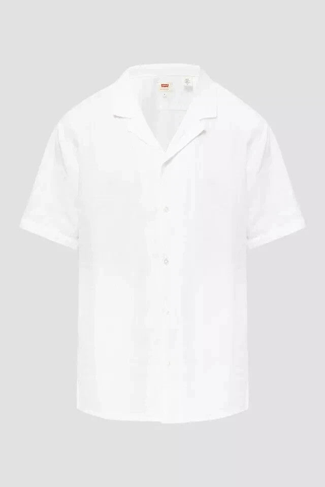 Levi's 72625-0010 Cubano short sleeve revere collar shirt in white (Size Small)