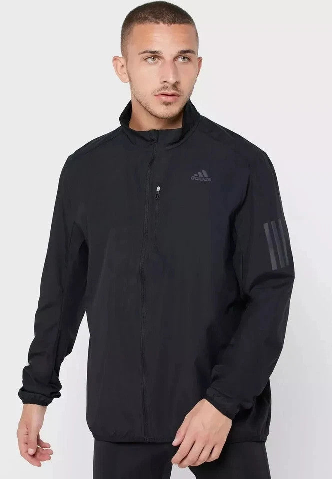 Adidas DQ2537 Men's Own The Run Jacket Windbreaker Black Gym Yoga (Size Small)