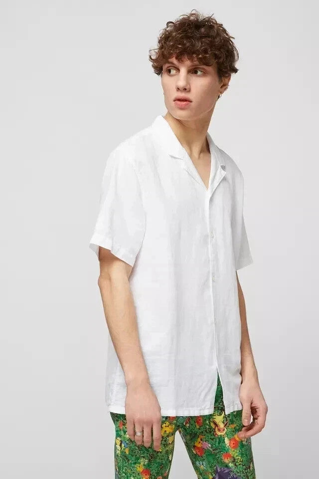 Levi's 72625-0010 Cubano short sleeve revere collar shirt in white (Size Small)