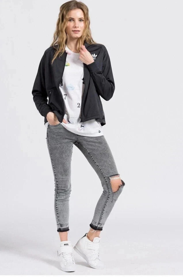 Adidas CF1161 Womens Info Poster Superstar Track  Zipper Jacket Size Small