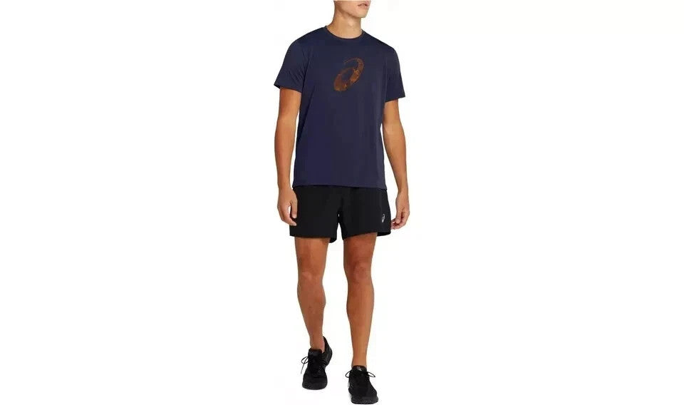 ASICS Men's Grey Crew Neck Logo T-Shirt Top Blue Summer Shirt Gym Yoga Size 2XL