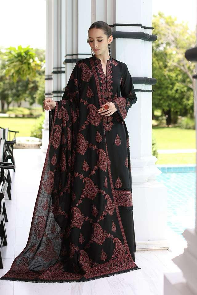 BAREEZE HEAVILY EMBROIDERY DHANAK DRESS 3 PIECE