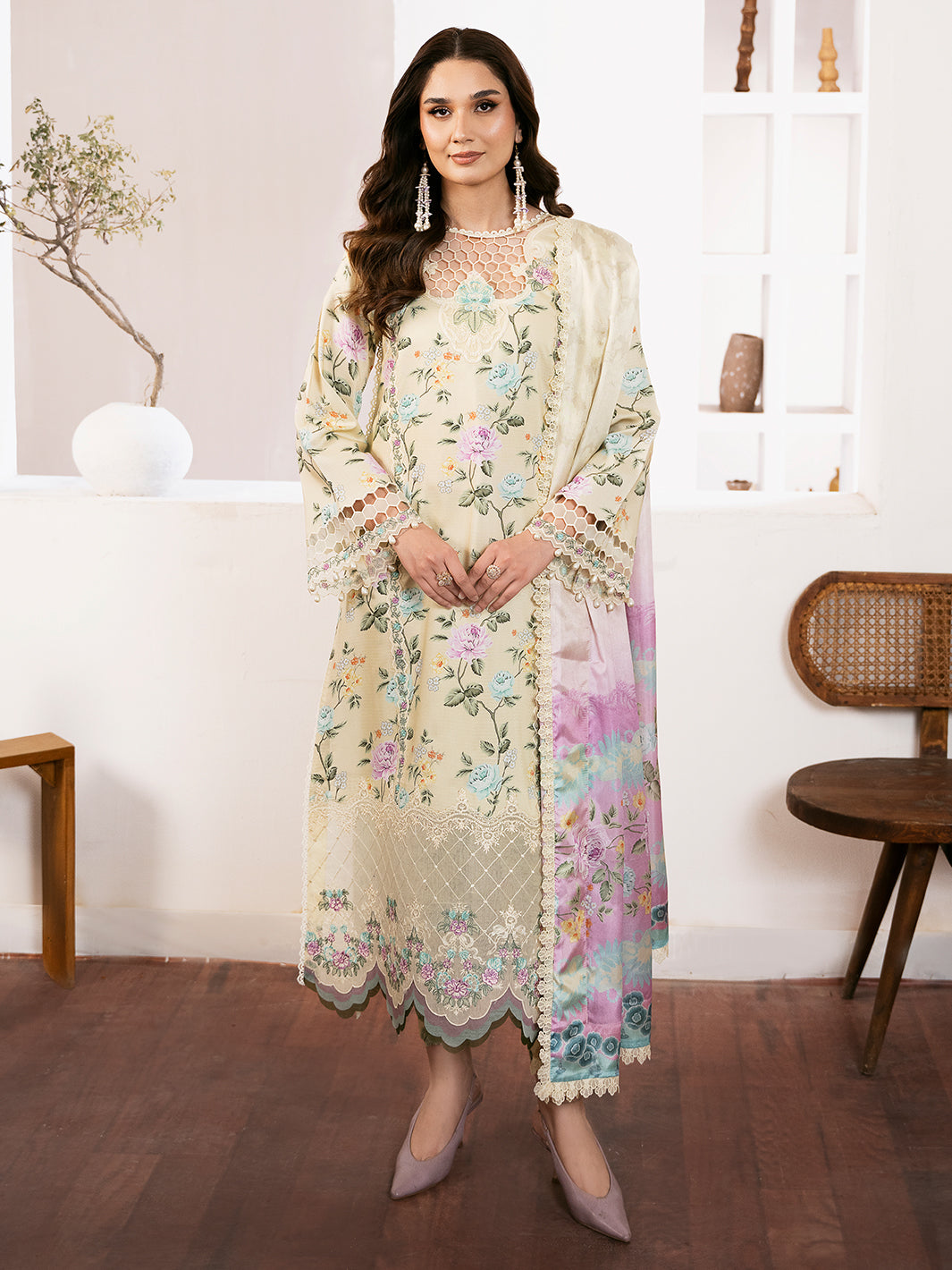 71-Z | 3 PC Viscose Embroidered  Suit