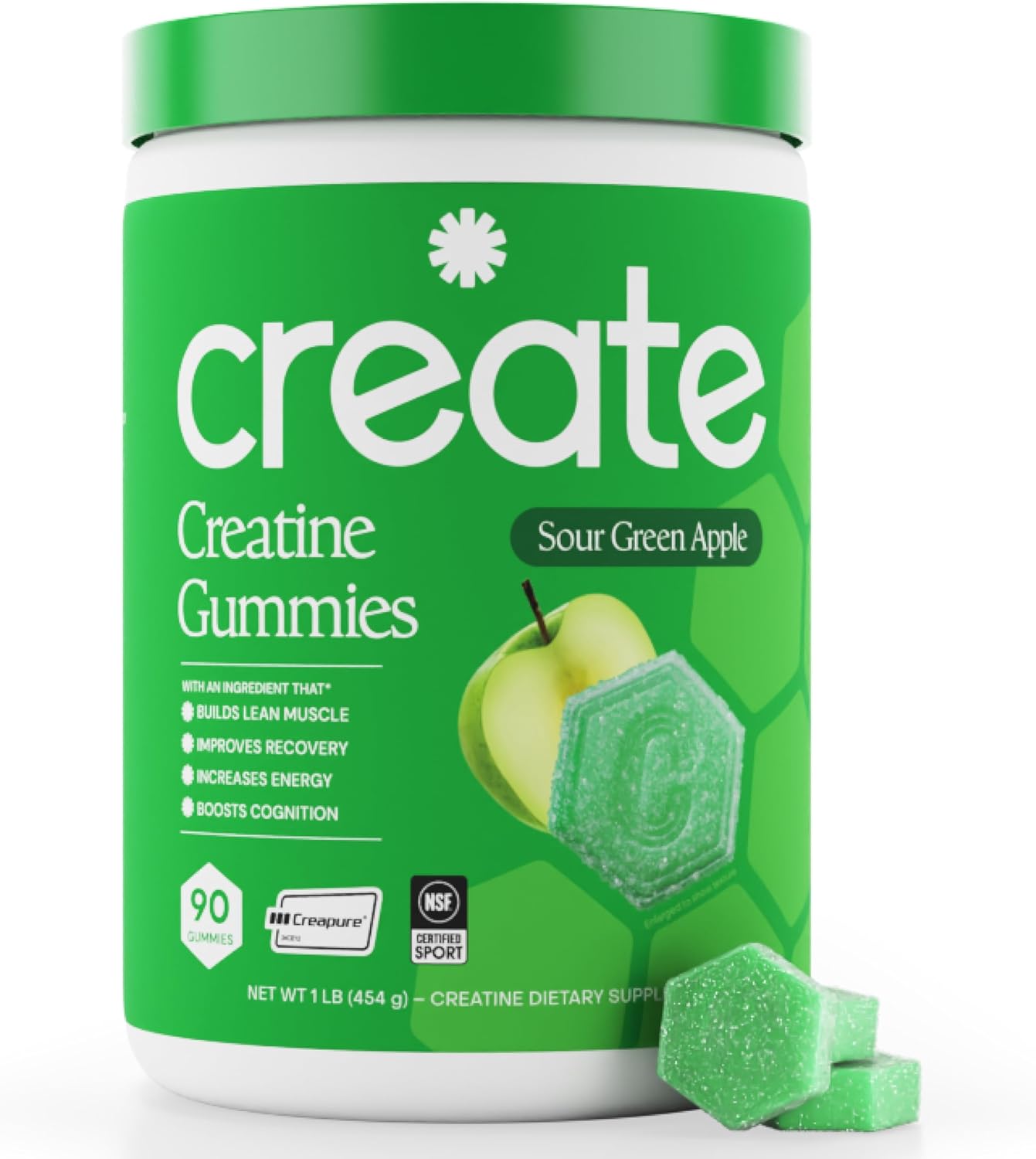 Create Creatine Monohydrate Gummies – Sour Green Apple (90 Count)