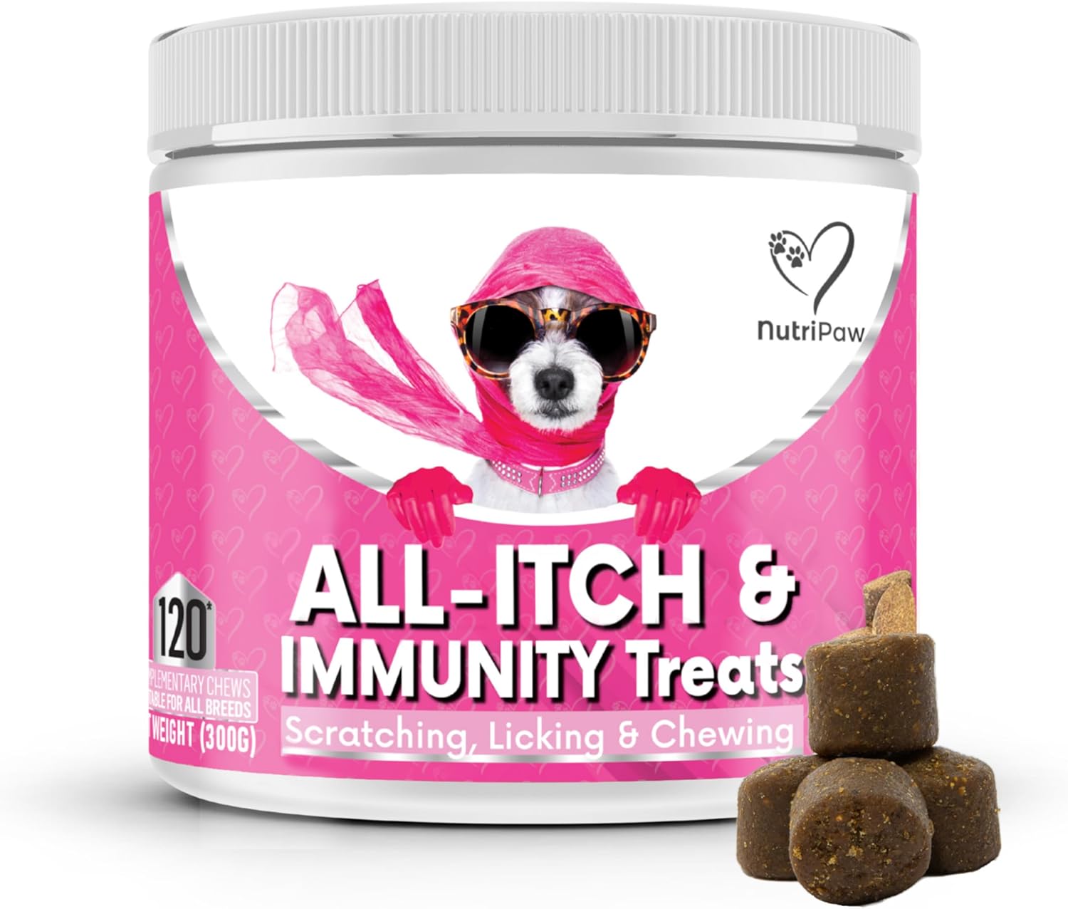 NutriPaw All-Itch Immunity Treats For Dogs – Skin & Seasonal Allergy Relief (120 Soft Chews)