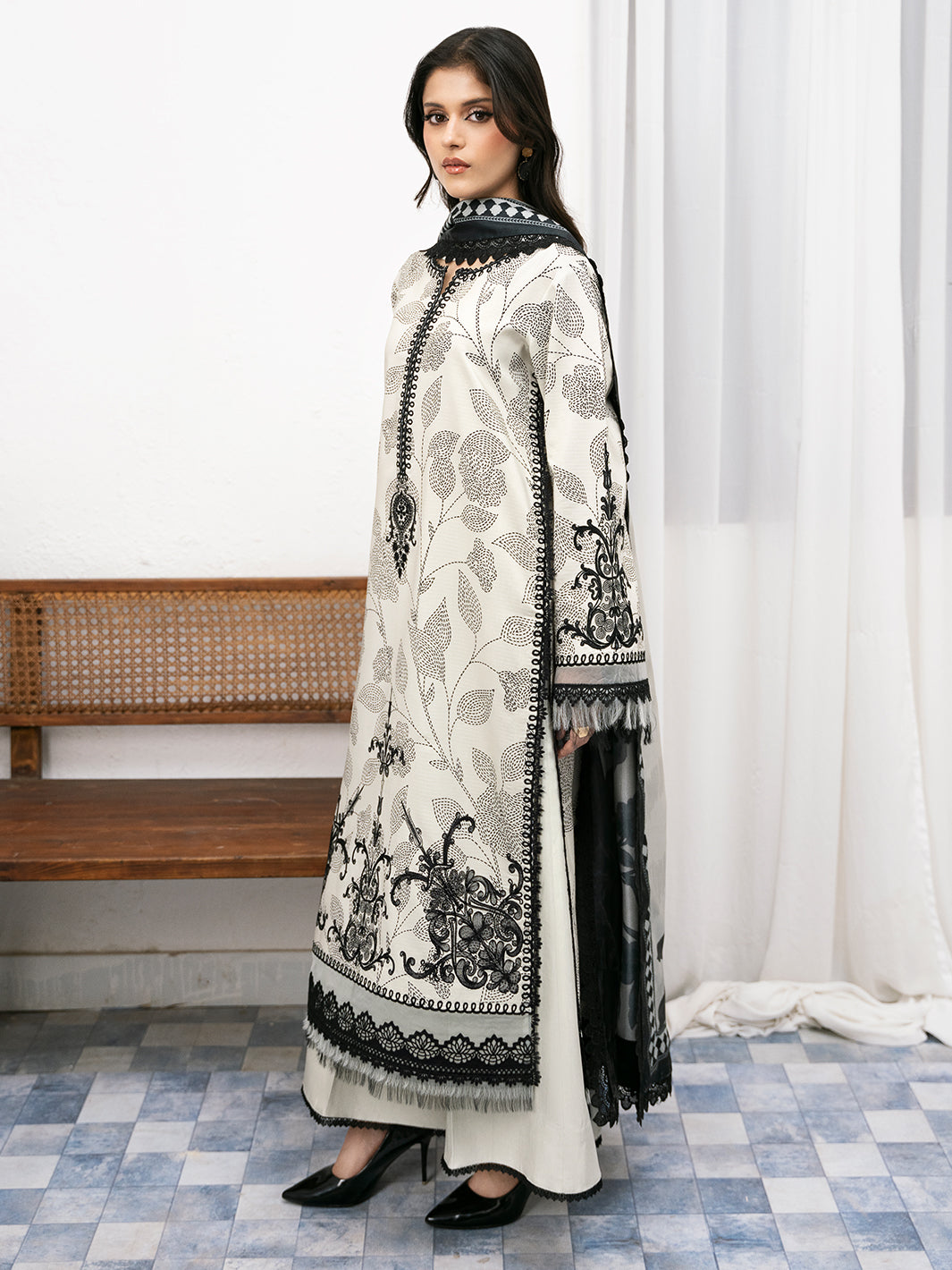 73-BZ | 3 PC Viscose Embroidered  Suit