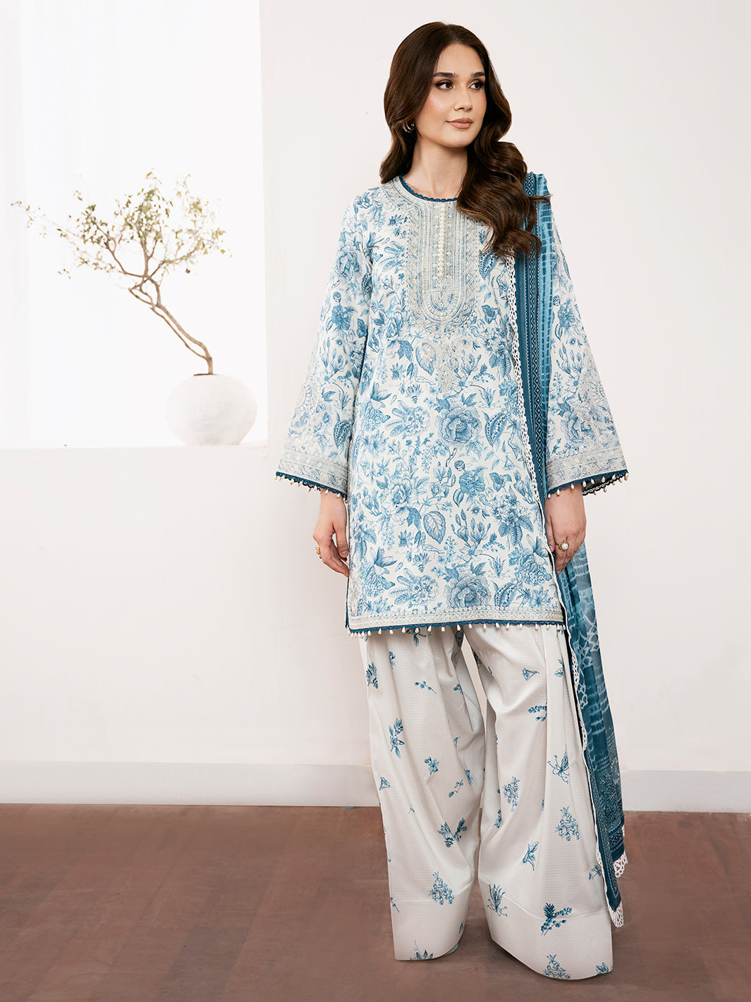 74-Z | 3 PC Viscose Embroidered  Suit