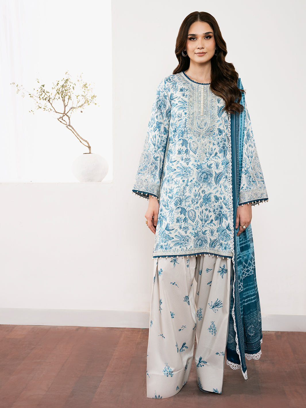 74-Z | 3 PC Viscose Embroidered  Suit