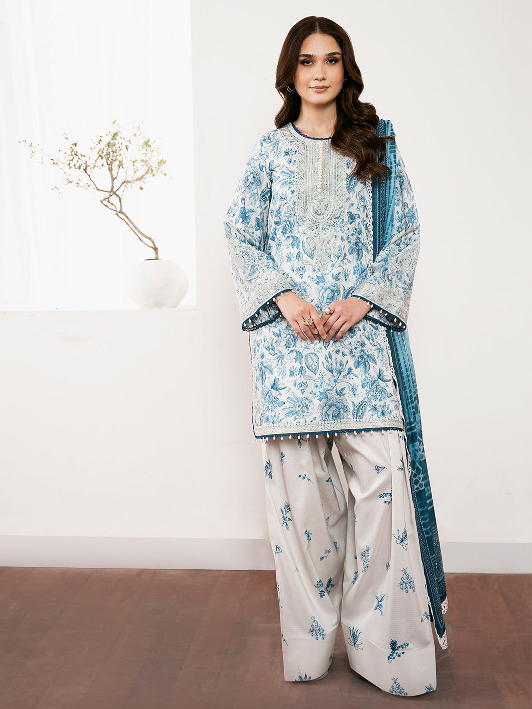 74-Z | 3 PC Viscose Embroidered  Suit