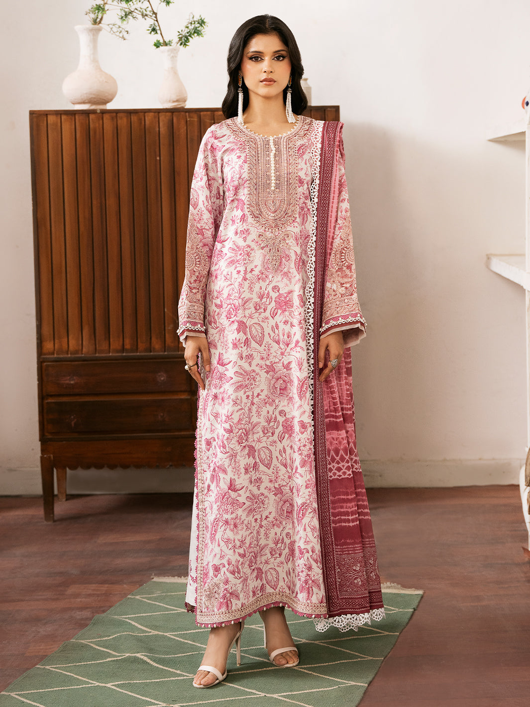 74-BZ | 3 PC Viscose Embroidered  Suit