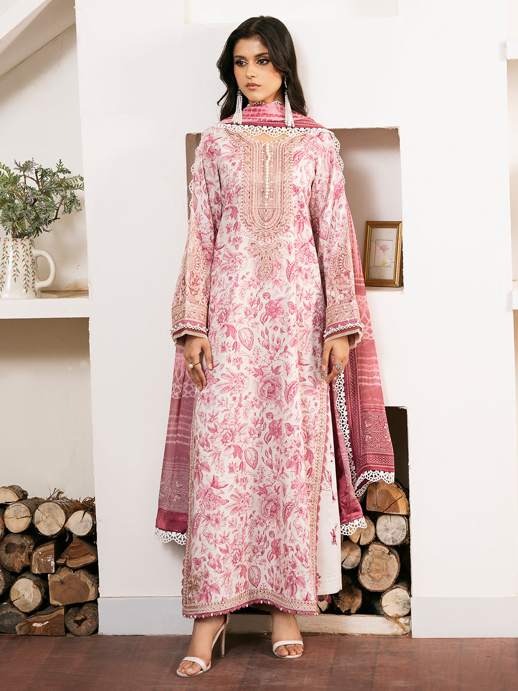 74-BZ | 3 PC Viscose Embroidered  Suit