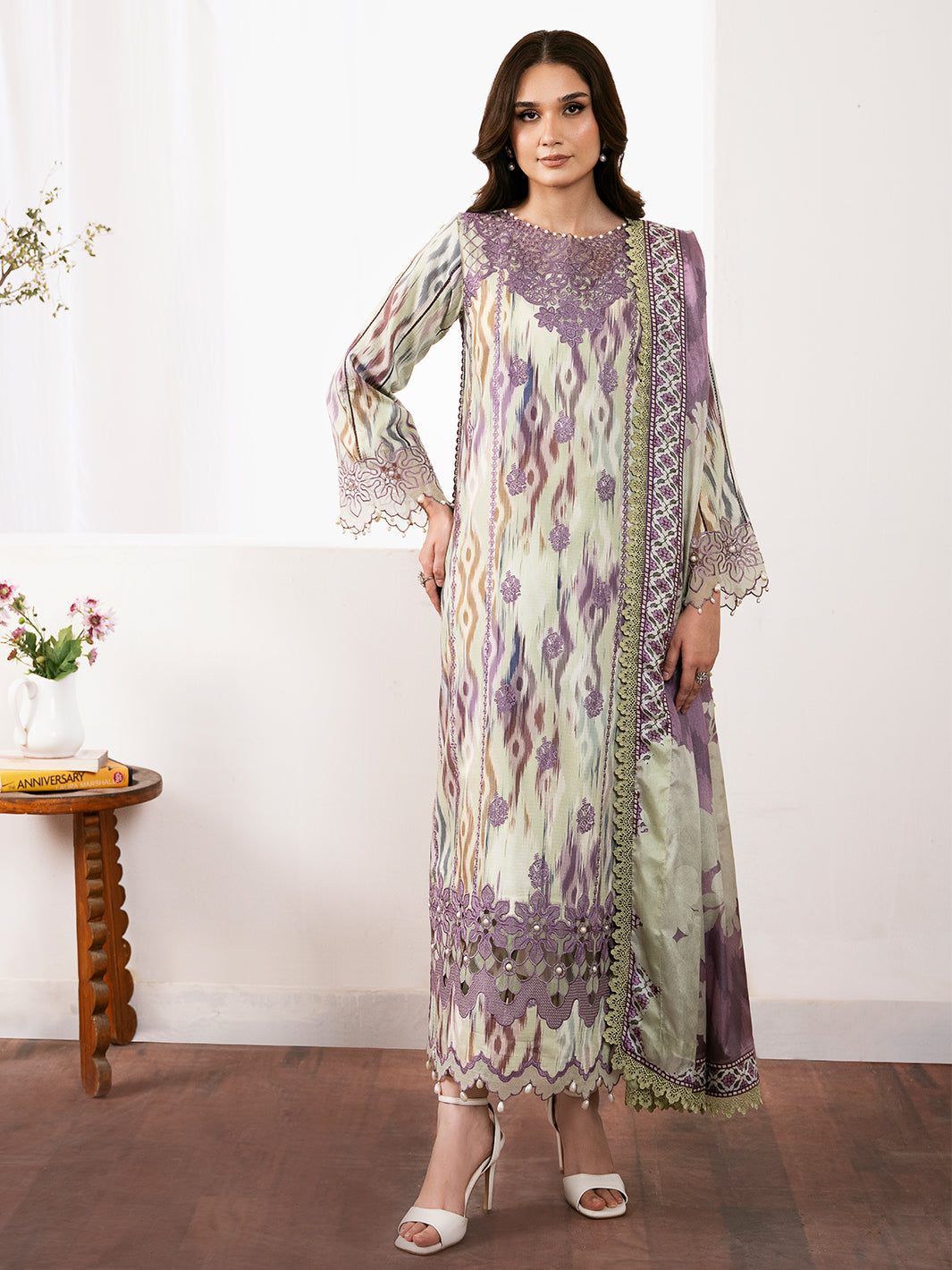 75-Z | 3 PC Viscose Embroidered  Suit