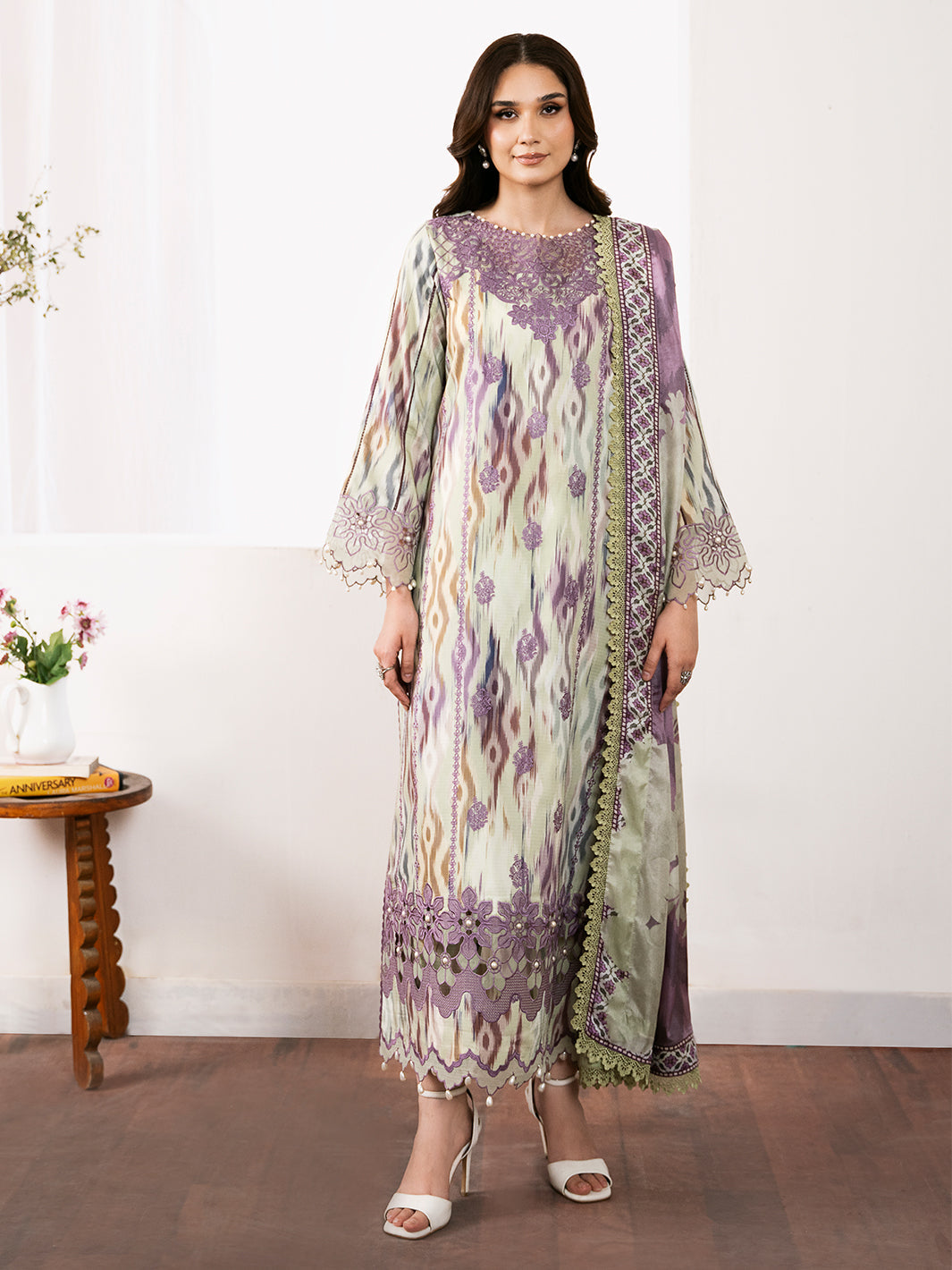 75-Z | 3 PC Viscose Embroidered  Suit