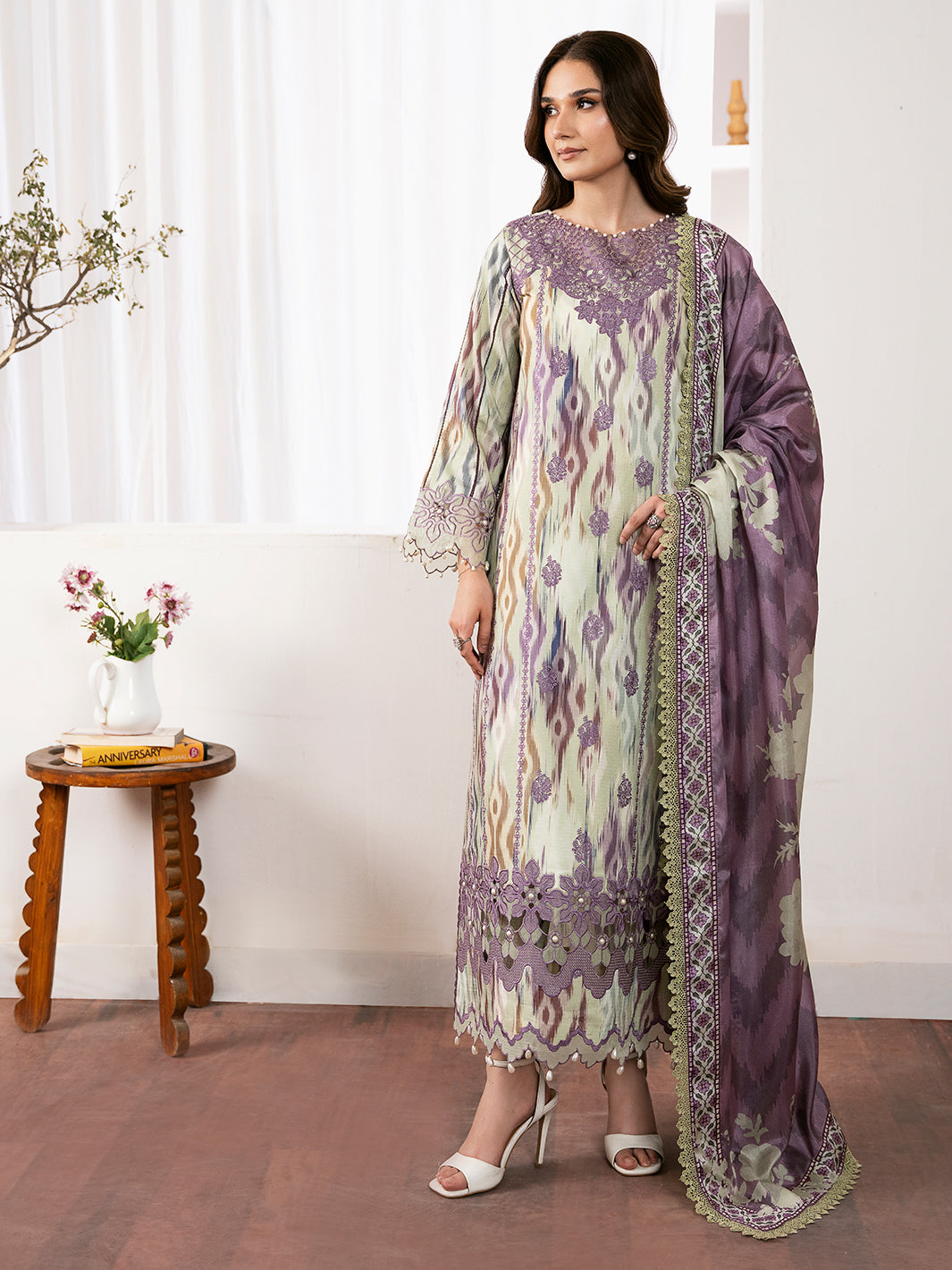 75-Z | 3 PC Viscose Embroidered  Suit