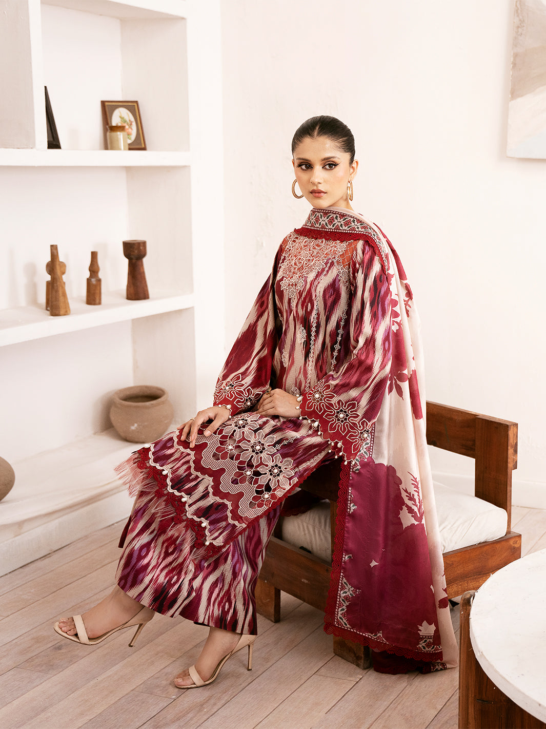 75-BZ | 3 PC Viscose Embroidered  Suit