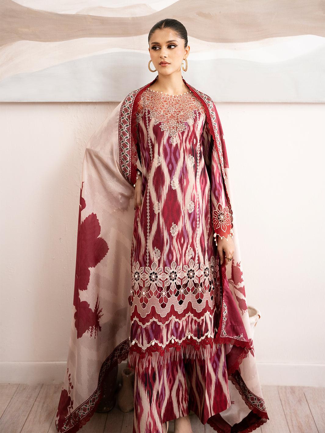 75-BZ | 3 PC Viscose Embroidered  Suit