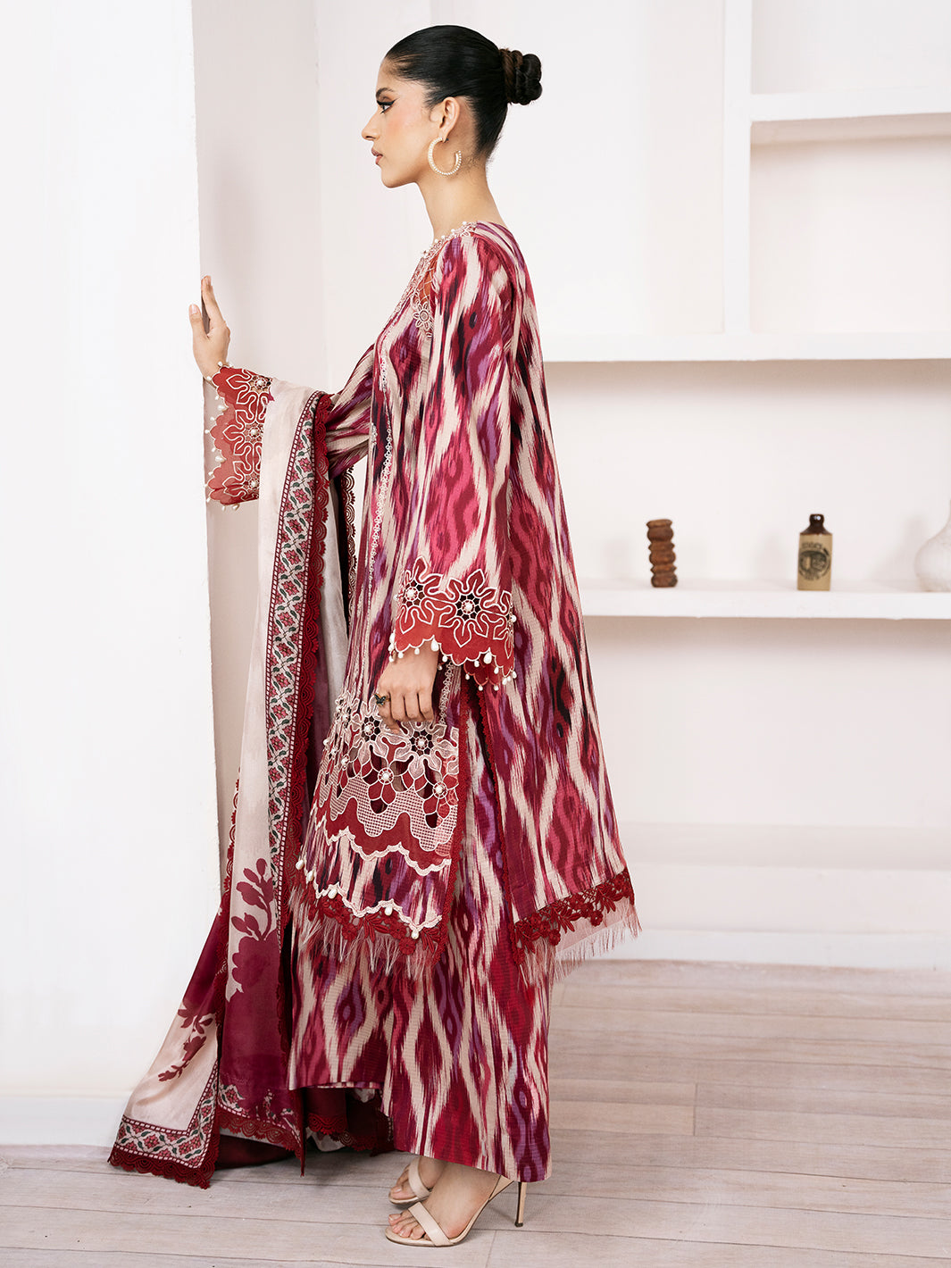 75-BZ | 3 PC Viscose Embroidered  Suit